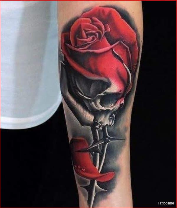 Best rose tattoos with skull