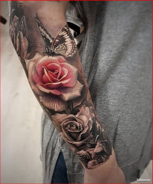 Share 150+ full sleeve rose tattoo super hot