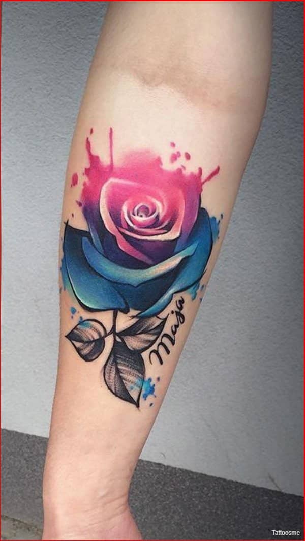 If you want big rose tattoo thigh is greate place for it