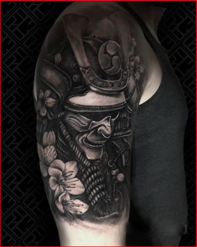 15 Ornate Samurai Helmet Tattoos • Tattoodo