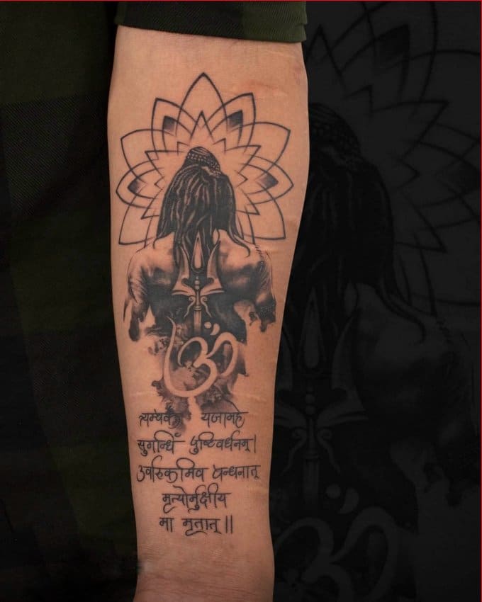 shiva full back tattoo with trishula