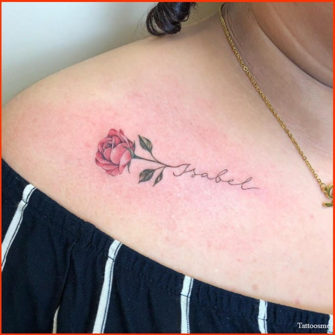 small rose tattoo designs on shoulder for women