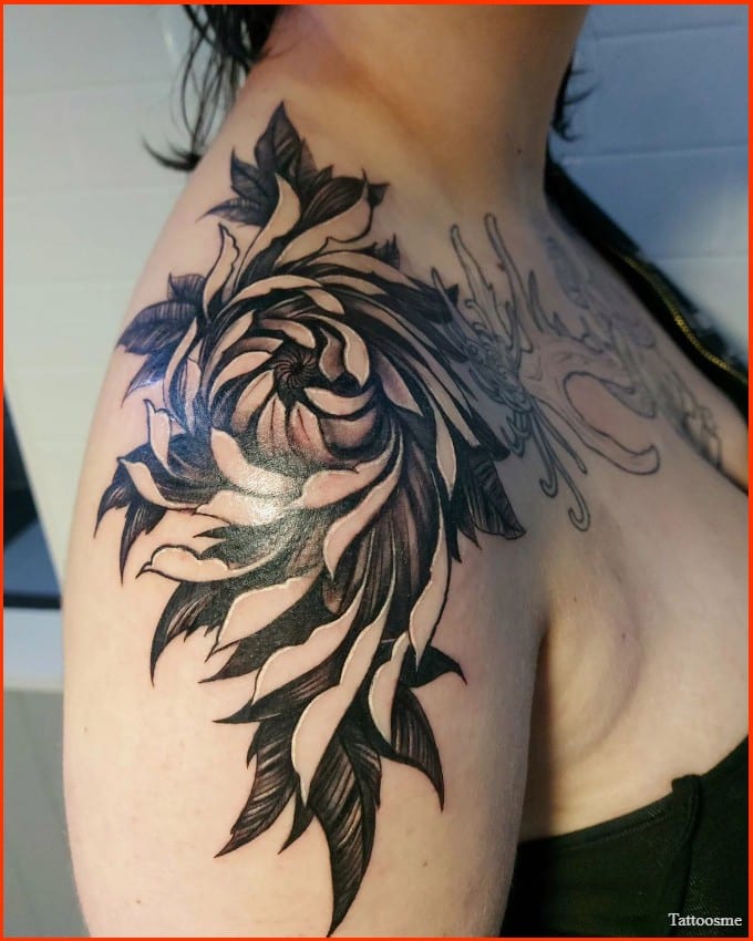 hibiscus flower tattoos on shoulder