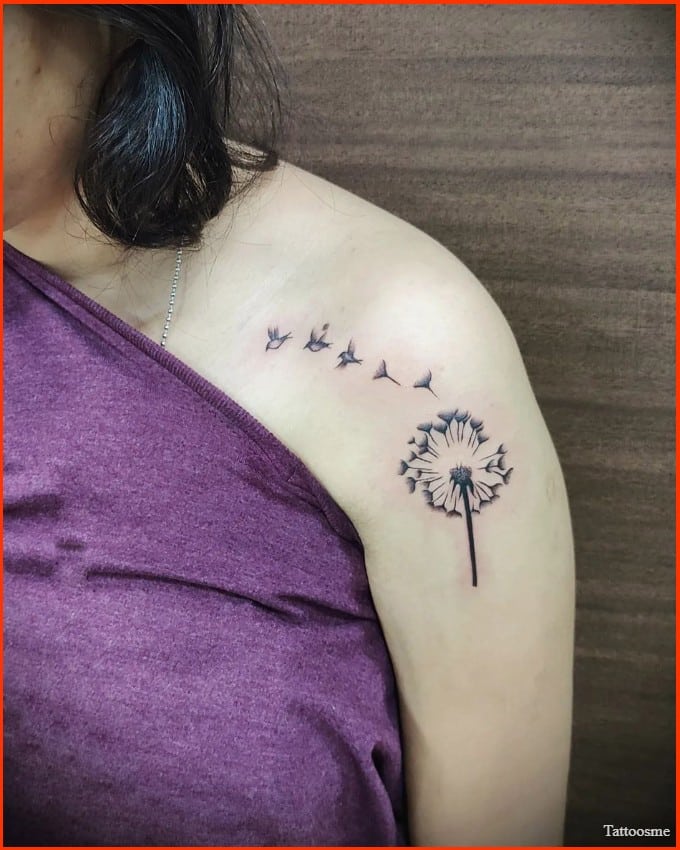 dandelion tattoos on shoulder