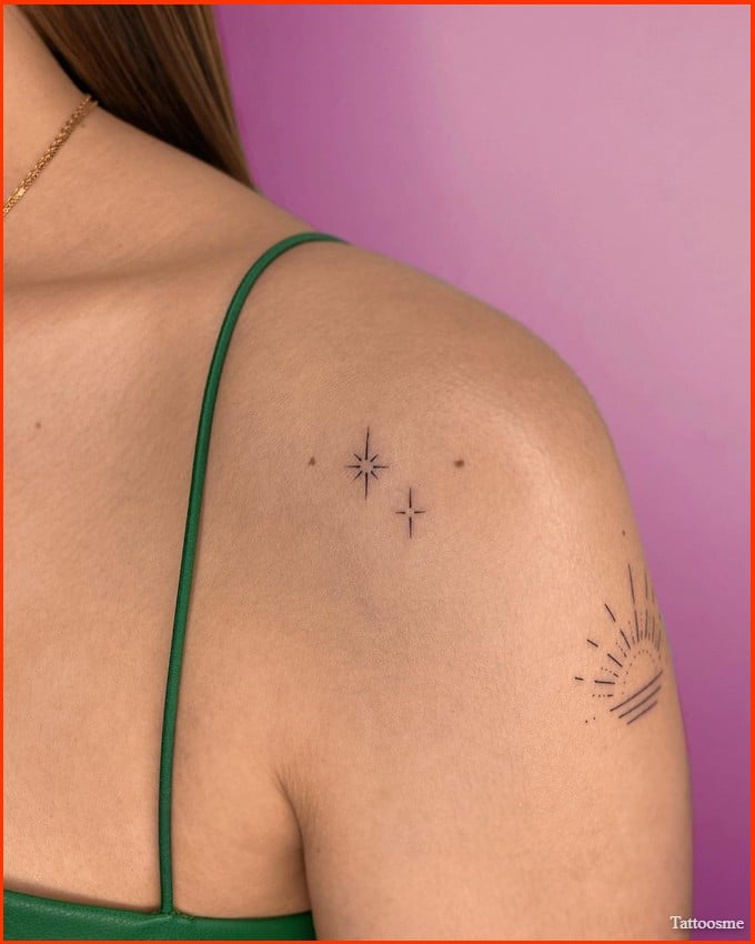 small star tattoos on shoulder for girls