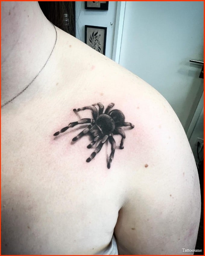 spider tattoo on shoulder