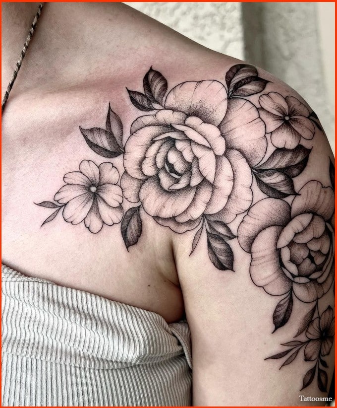 flower tattoos on shoulder ideas for girls