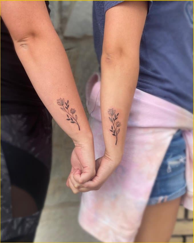 sister matching tattoos on wrist