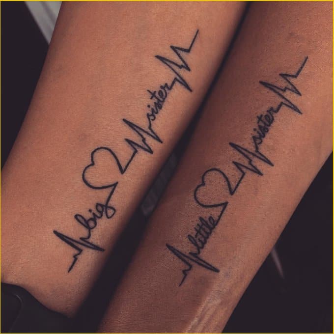 heartbeat sister matching tattoos