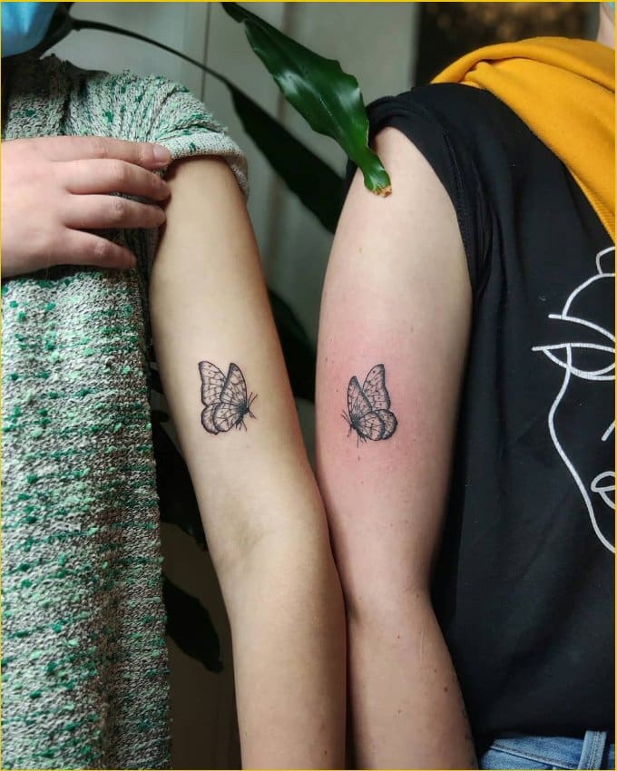 butterfly matching sister tattoos