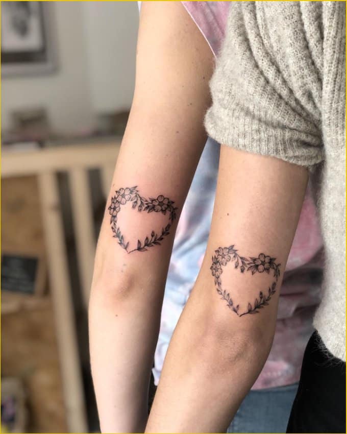 small heart sister matching tattoos