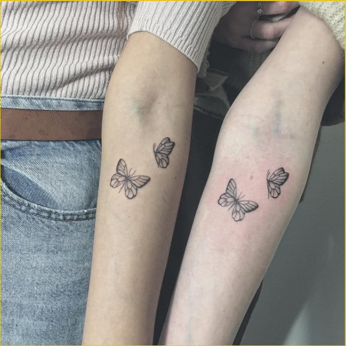 butterfly sister tattoos