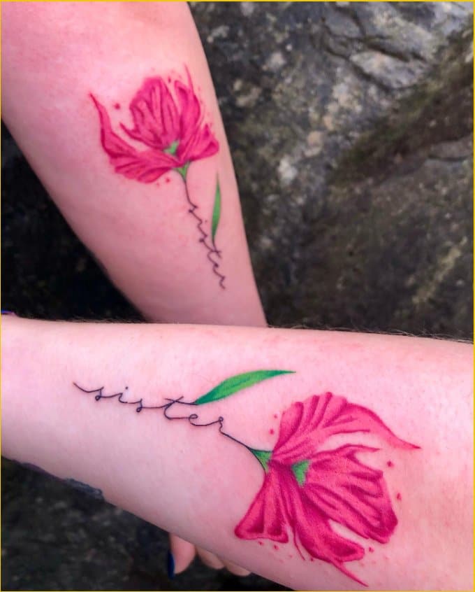 flower matching tattoos for siblings