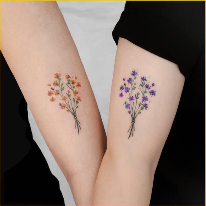 flower tattoo ideas for sisters