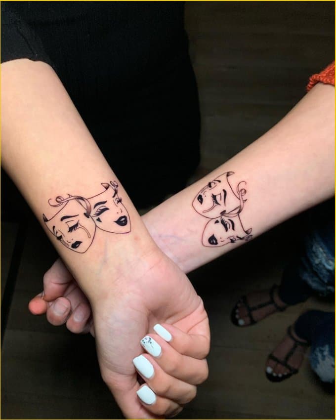 matching sister tattoo on wrist