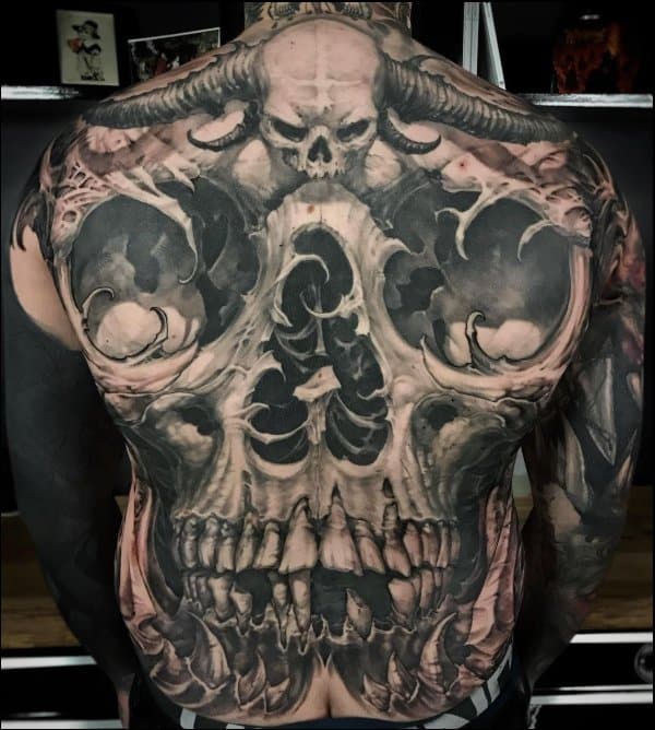 skull tattoos full back