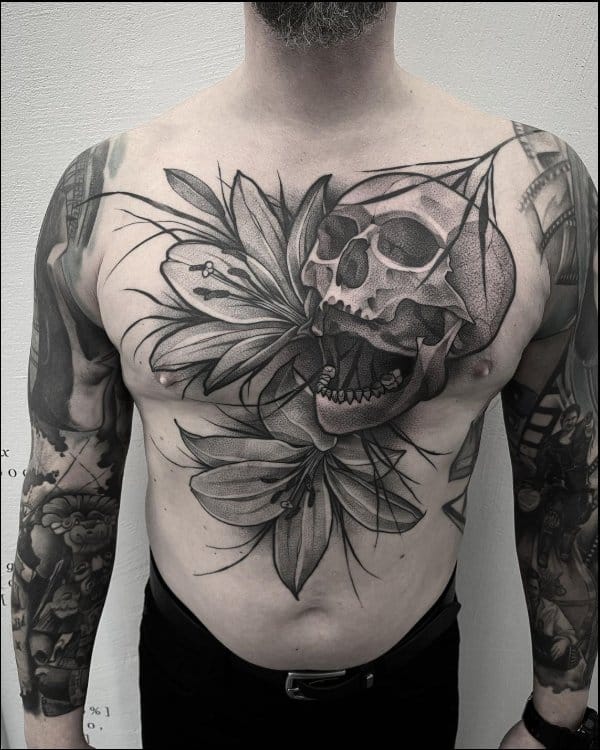 skull tattoos on chest
