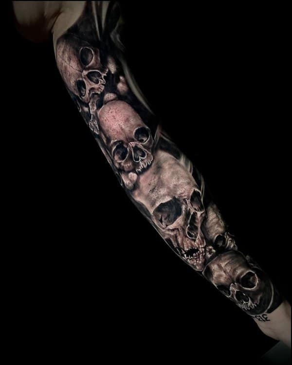 Full sleeve pattern  Skull sleeve Full sleeve tattoos Sleeve tattoos