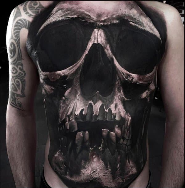 Back Shoulder Skull Tattoo For Men