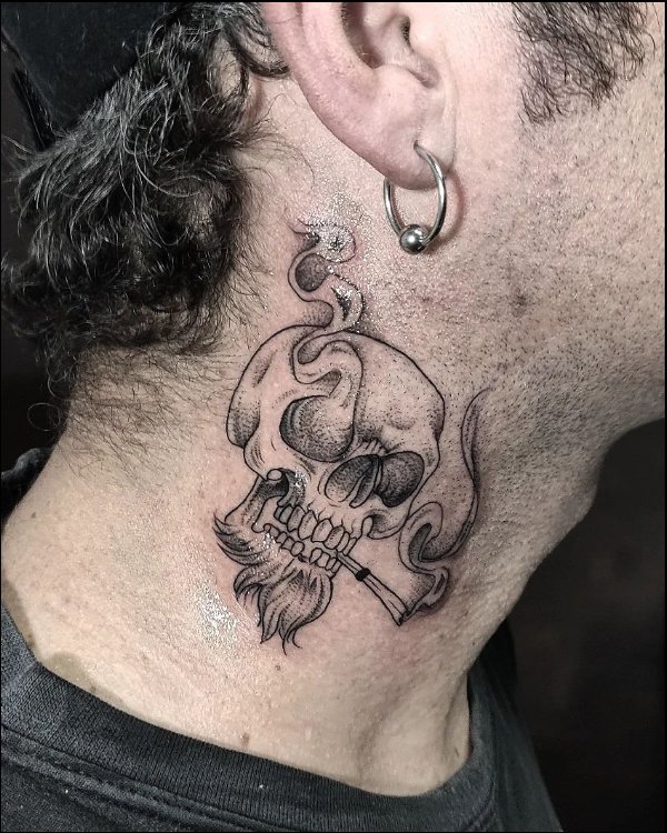 best skull neck tattoos