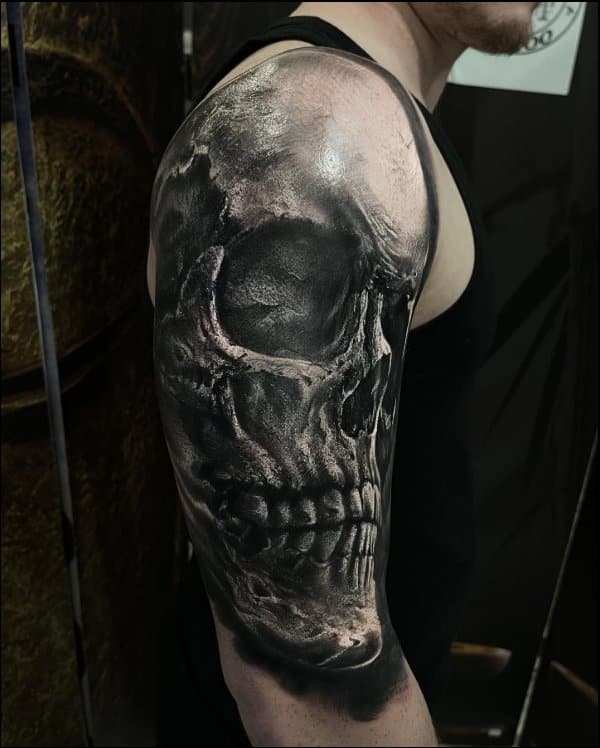 50 Realistic Skull Tattoos For Men  Masculine Design Ideas  Picture  tattoos Skull tattoo Half sleeve tattoos designs