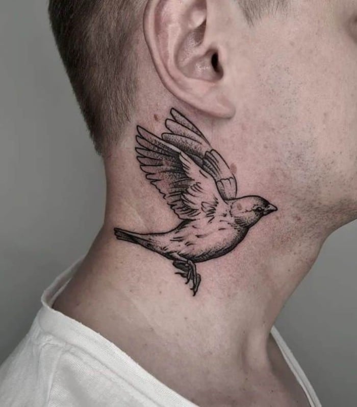 sparrow tattoos on neck