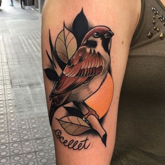 sparrow tattoos on sleeve