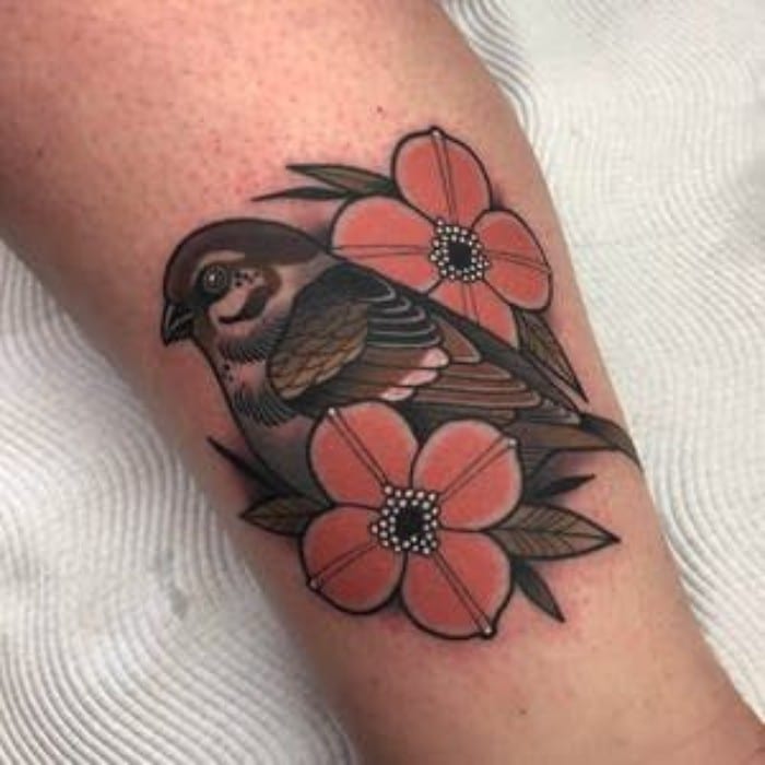 traditional sparrow tattoo