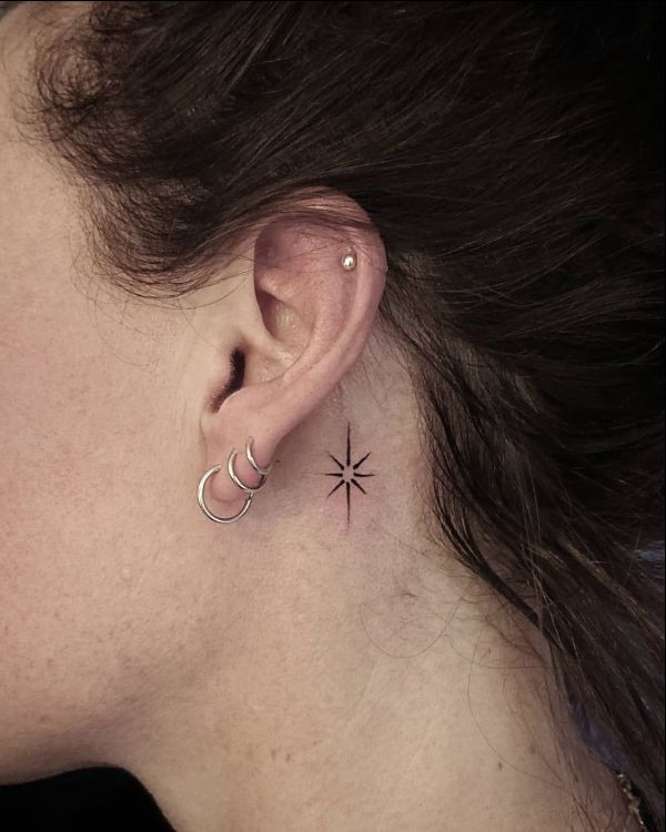 star tattoos behind ears
