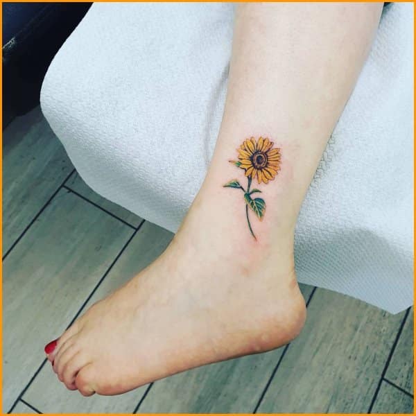leg sunflower tattoo design