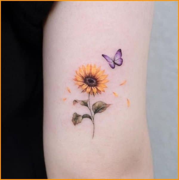 sunflower tattoos with butterfly