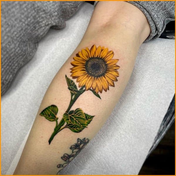 realistic sunflower tattoo