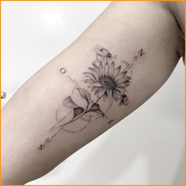 geometric sunflower tattoo