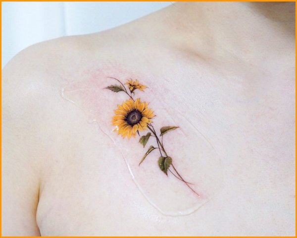 cute sunflower tattoos on chest
