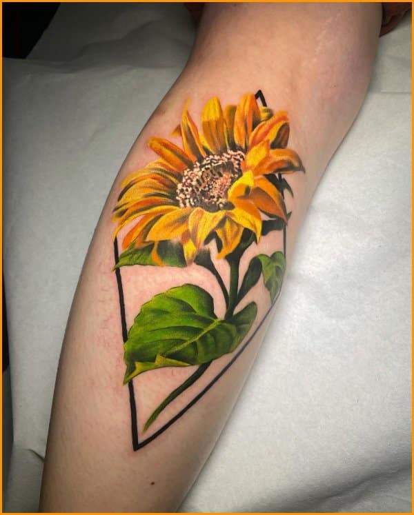 realistic sunflower tattoo