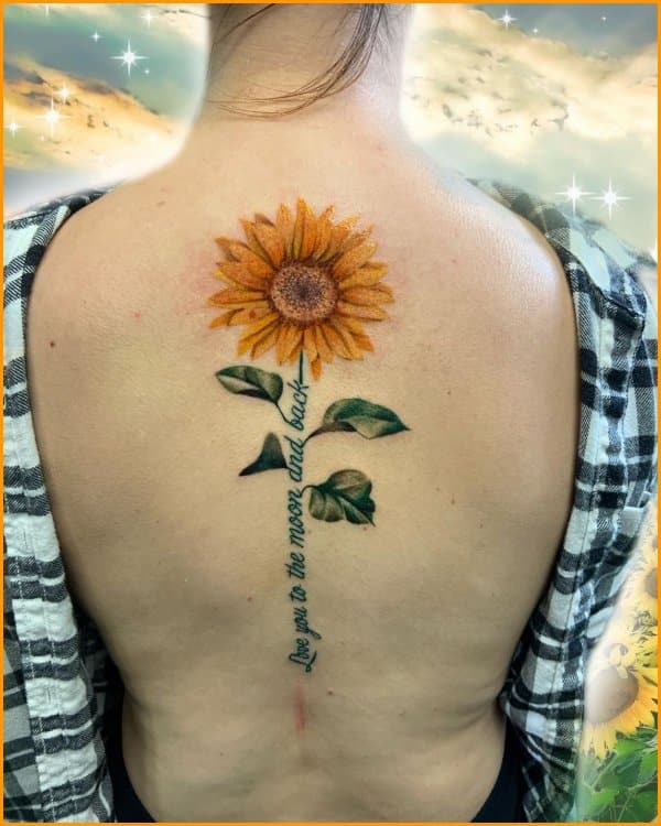 sunflower spine tattoo idea queenbeetattooandsalon 3  KickAss Things