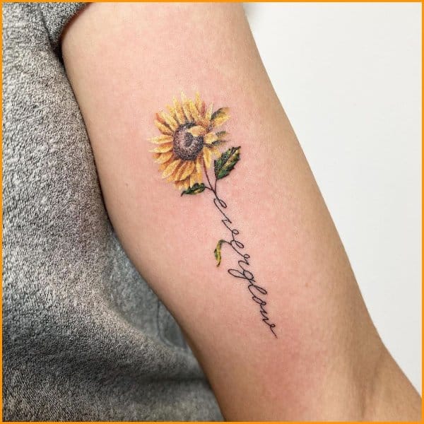 sunflower tattoo with name