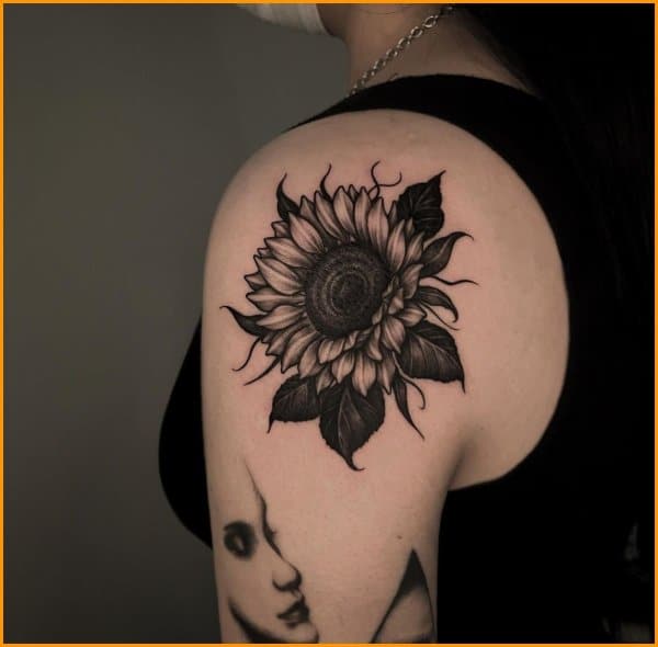 sunflower tattoos on shoulder