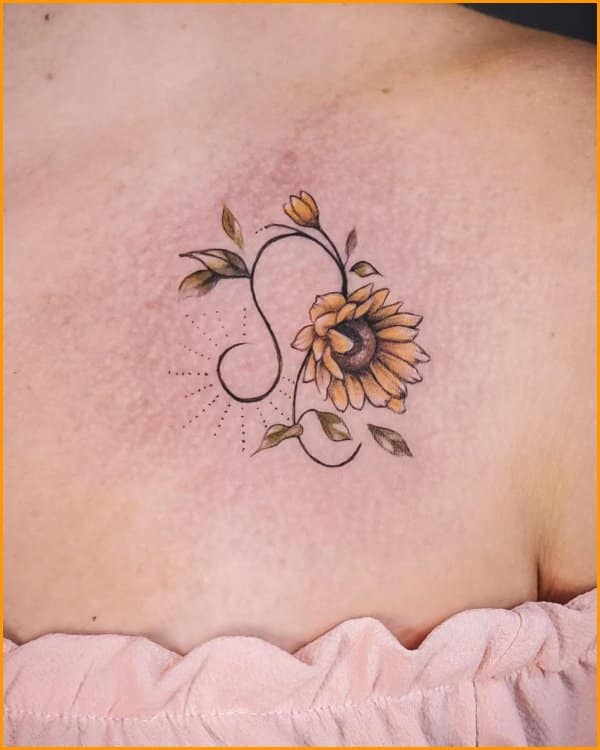 sunflower tattoo chest
