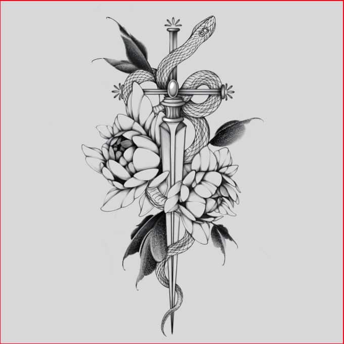 sword drawing tattoos