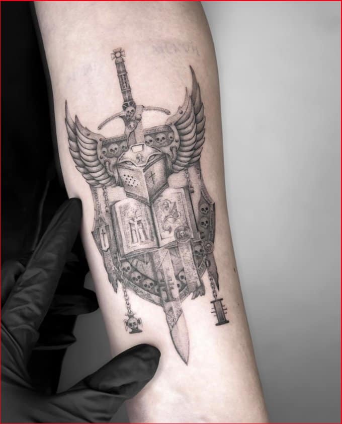 sword and shield tattoos