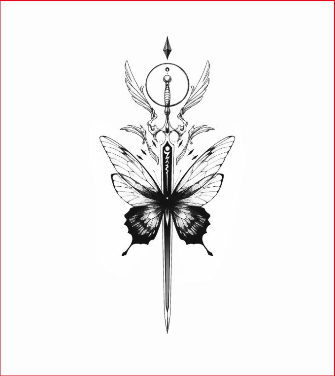 sword with butterfly tattoo sketch