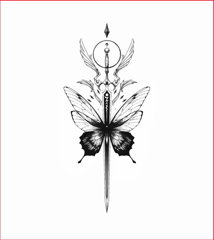 sword with butterfly tattoo sketch 