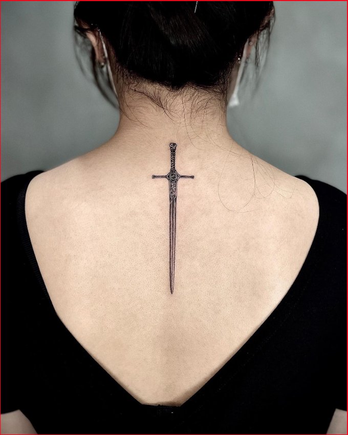 best sword tattoos on back