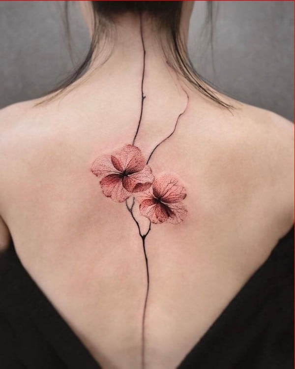 flower back tattoos for girls