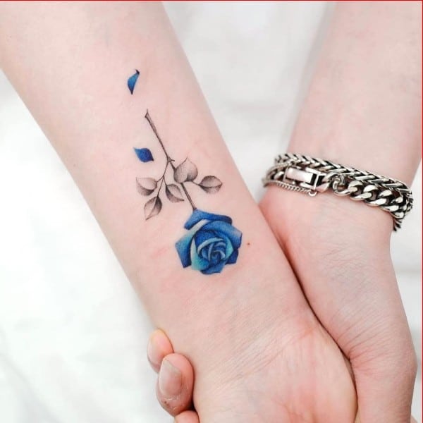 blue rose tattoo ideas for wrist