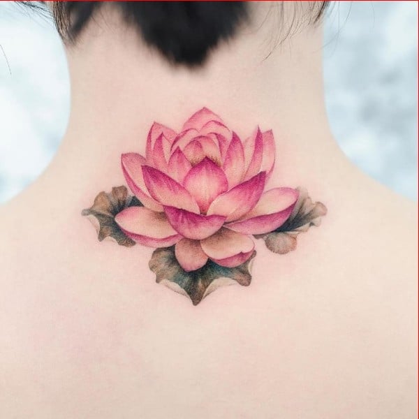 lotus tattoos behind neck