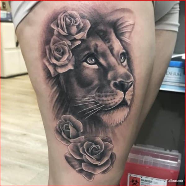 best lion face tattoos for thigh