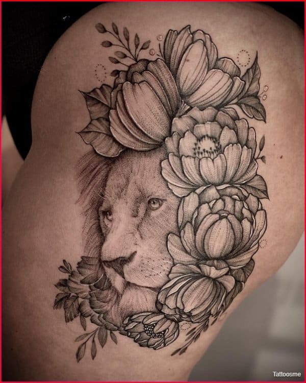 best thigh lion tattoos