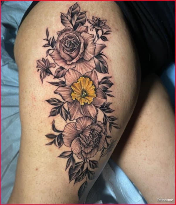 best thigh flower tattoos